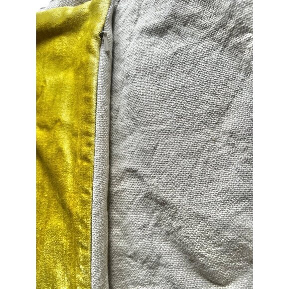 Williams Sonoma Chartreuse Velvet & Beige Linen Blend Pillow Sham Hidden Zipper - Picture 5 of 6